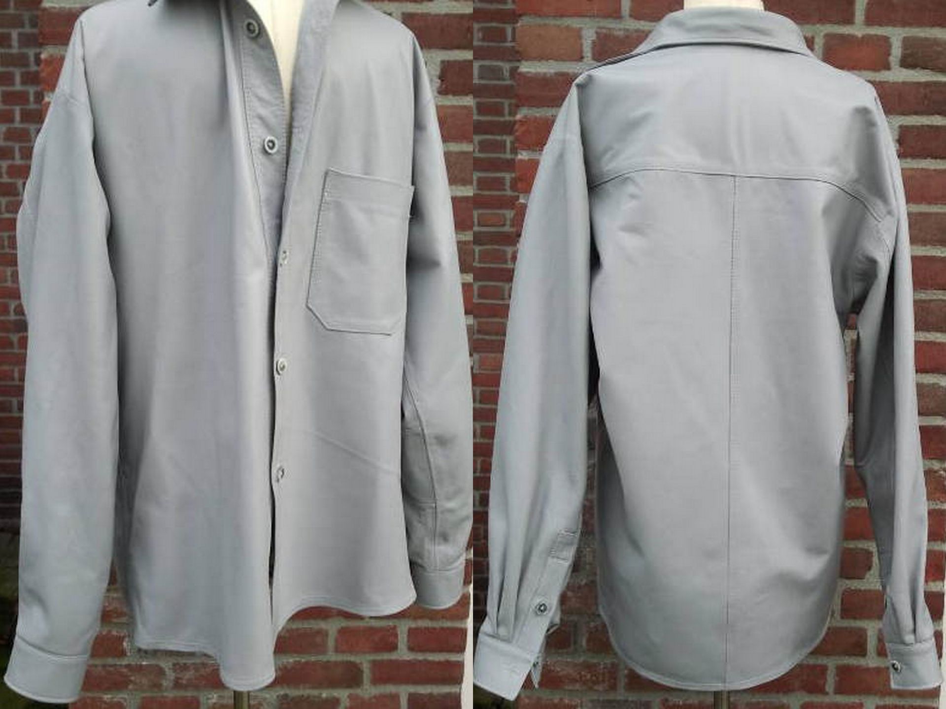 Grijze leren heren blouse
