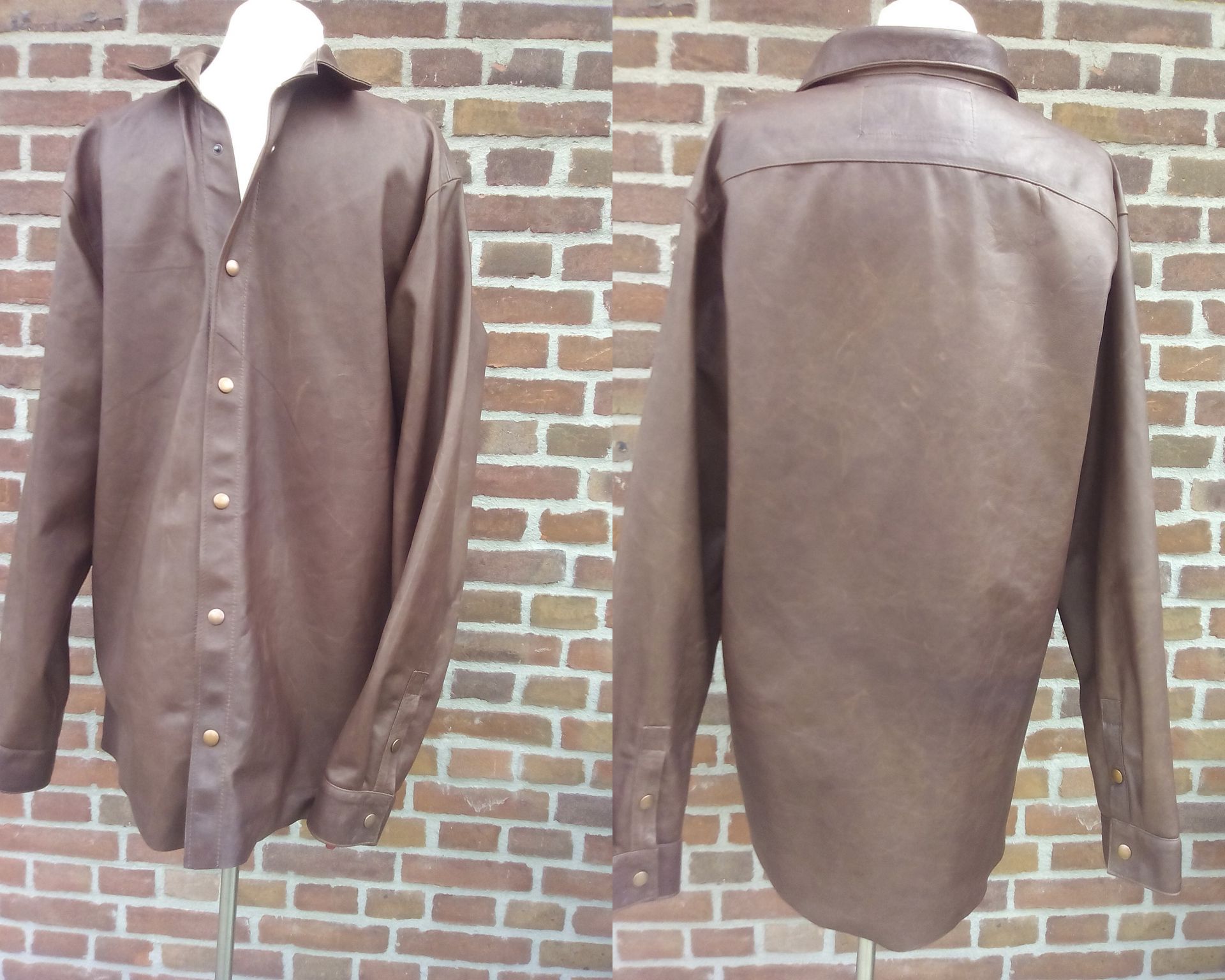 Bruine leren blouse
