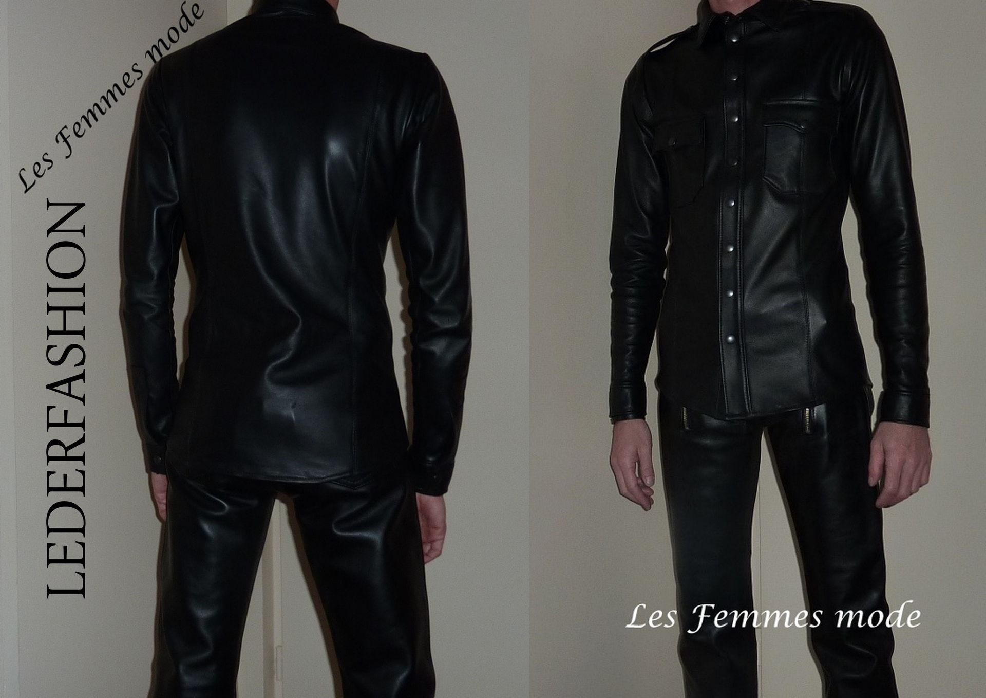 Leren blouse met broek