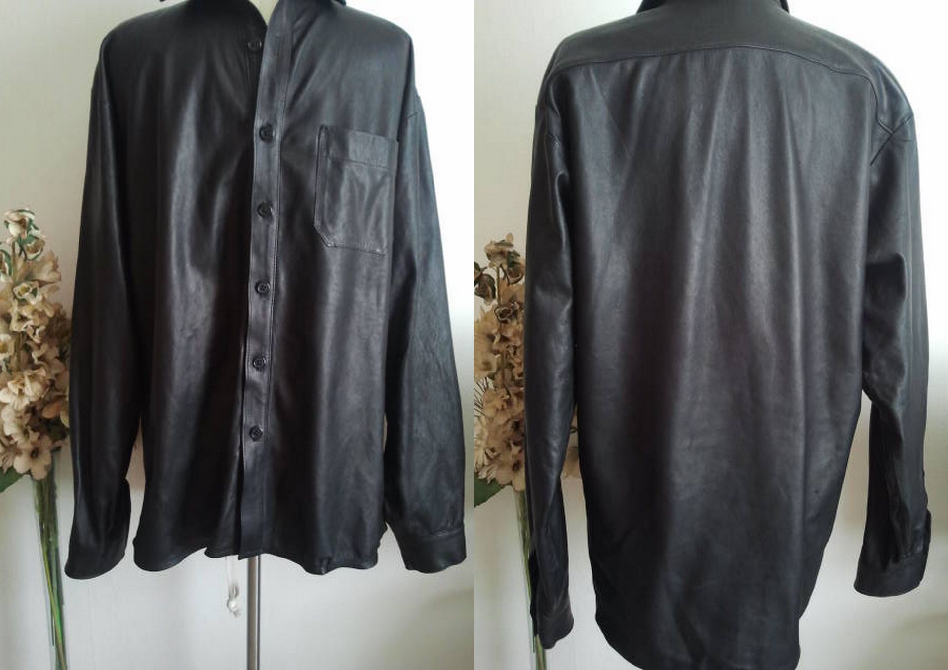 Zwarte leren blouse