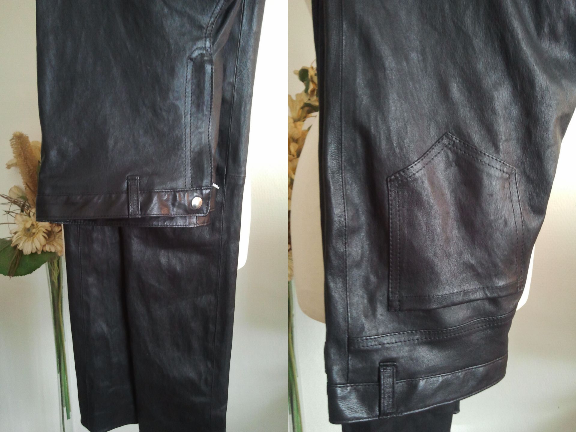 Leren stretch broek heren