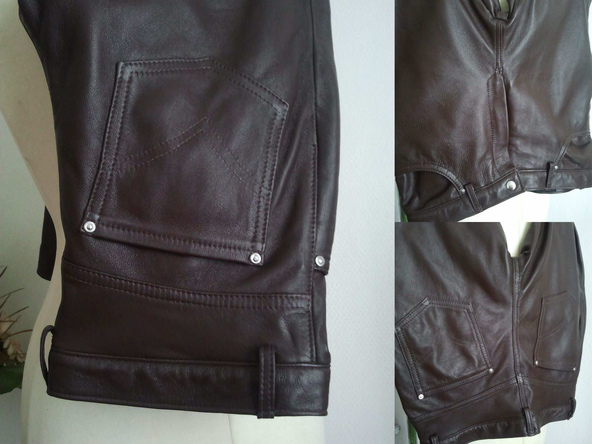 Bruine leren broek heren