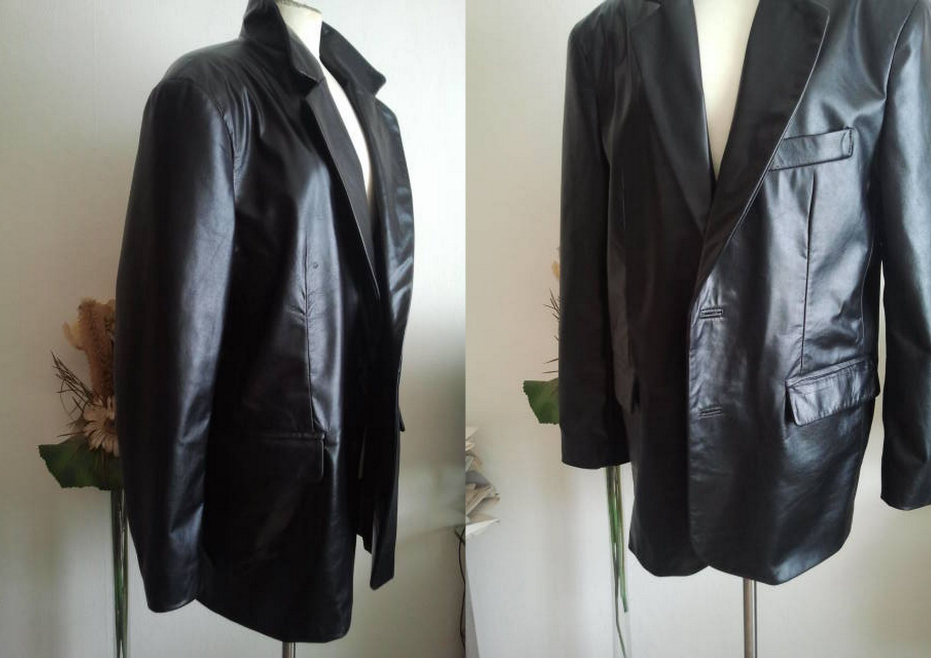 Zwart leren glans blazer