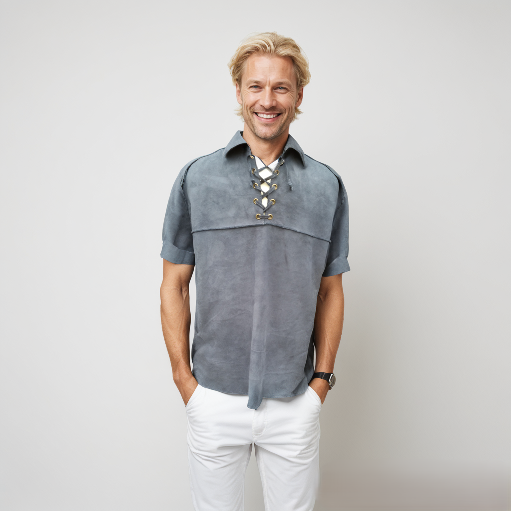 Suede polo shirt