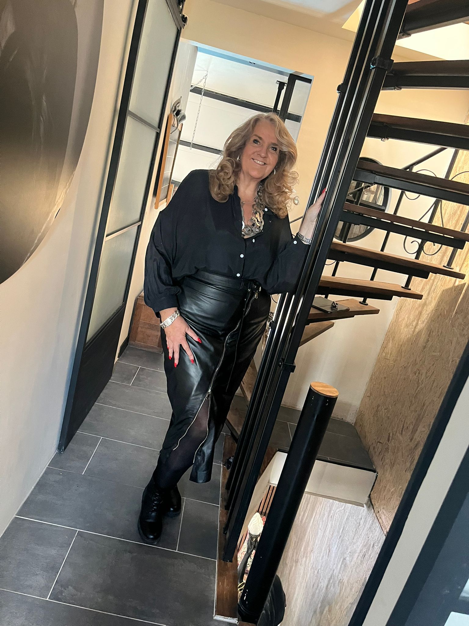 Zwarte leren bikersrok