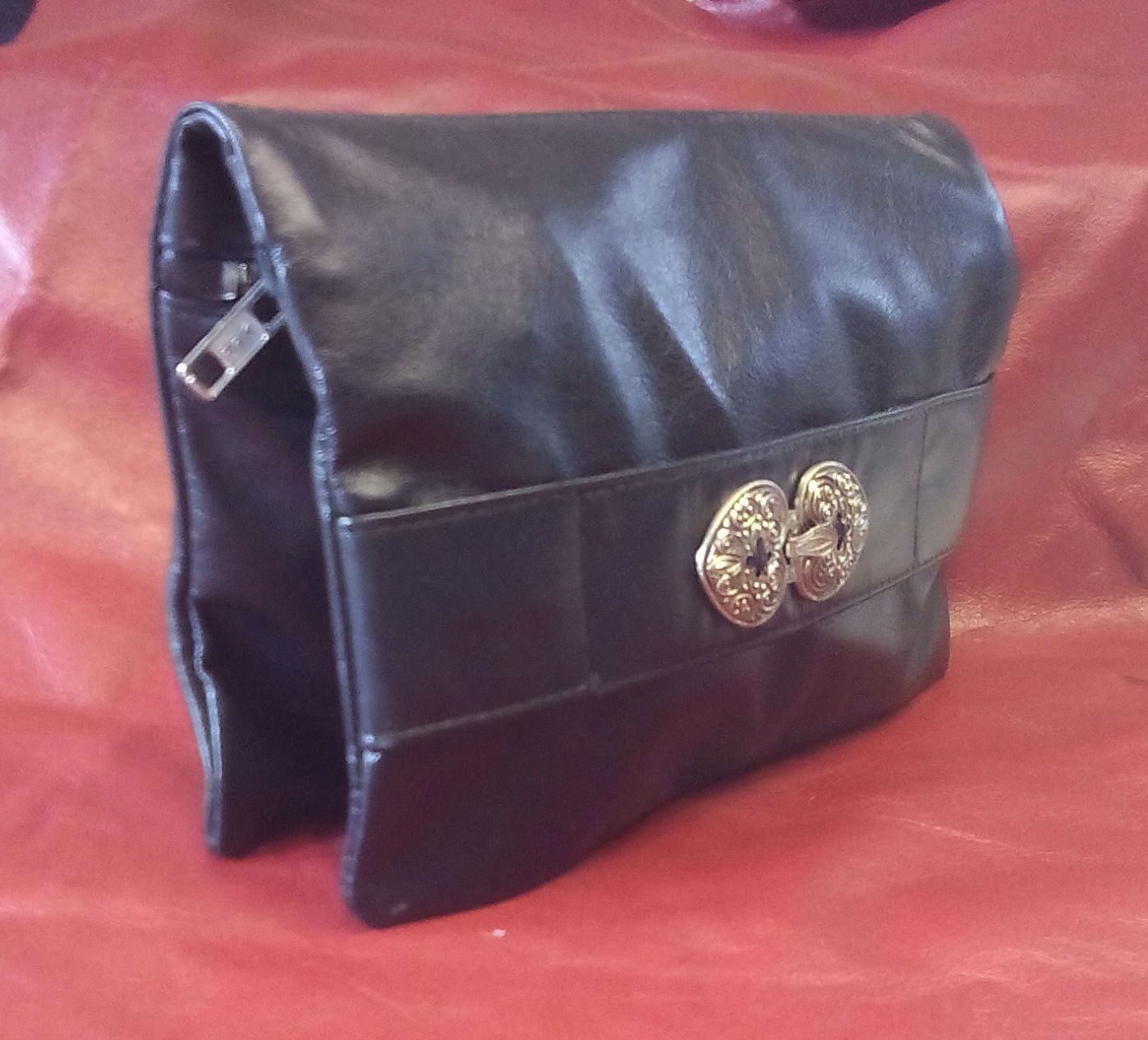 Zwart leren clutch