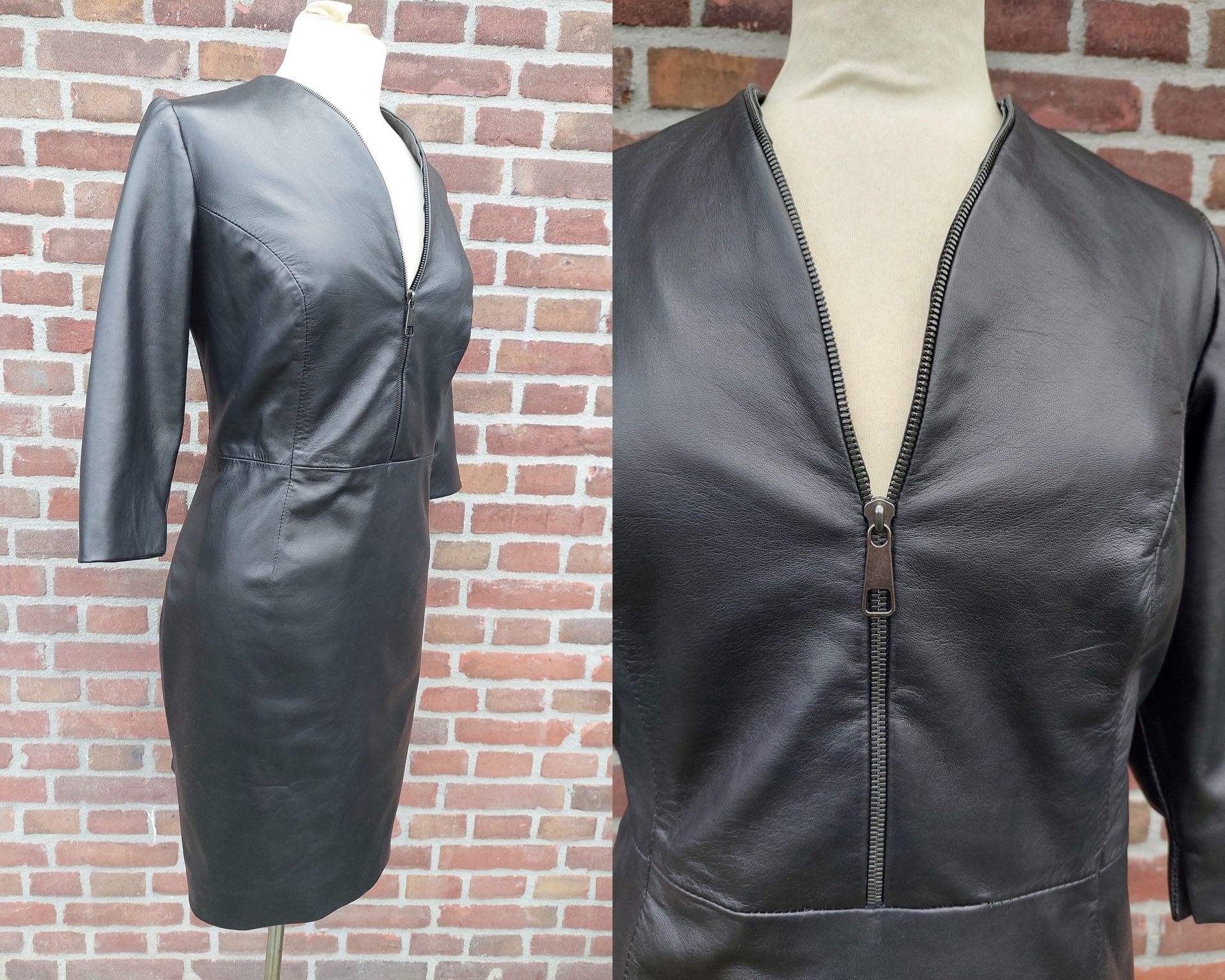Champagne kleur leren jurk