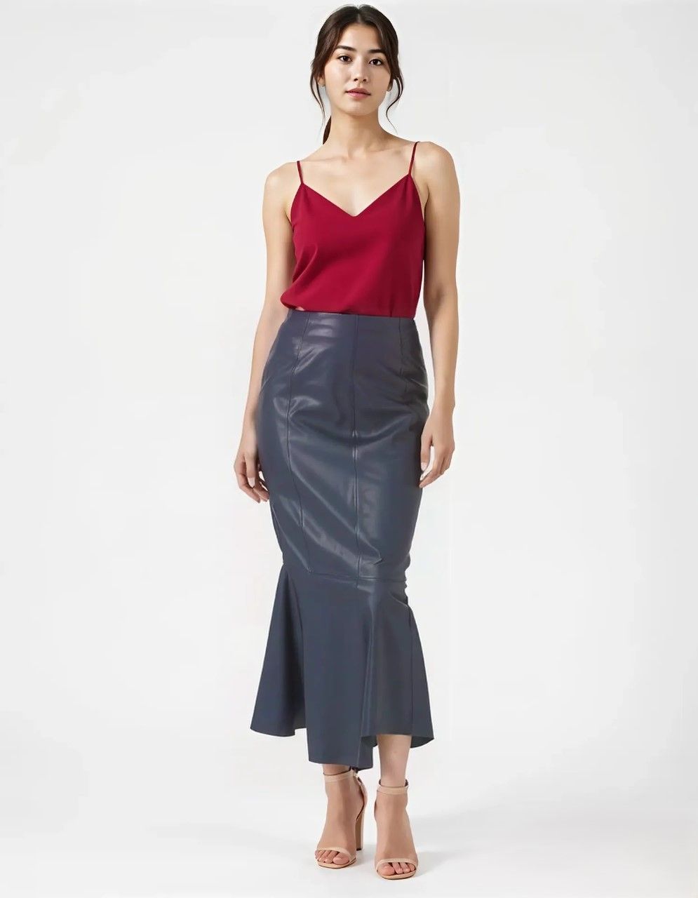 Lange leren gothic rok