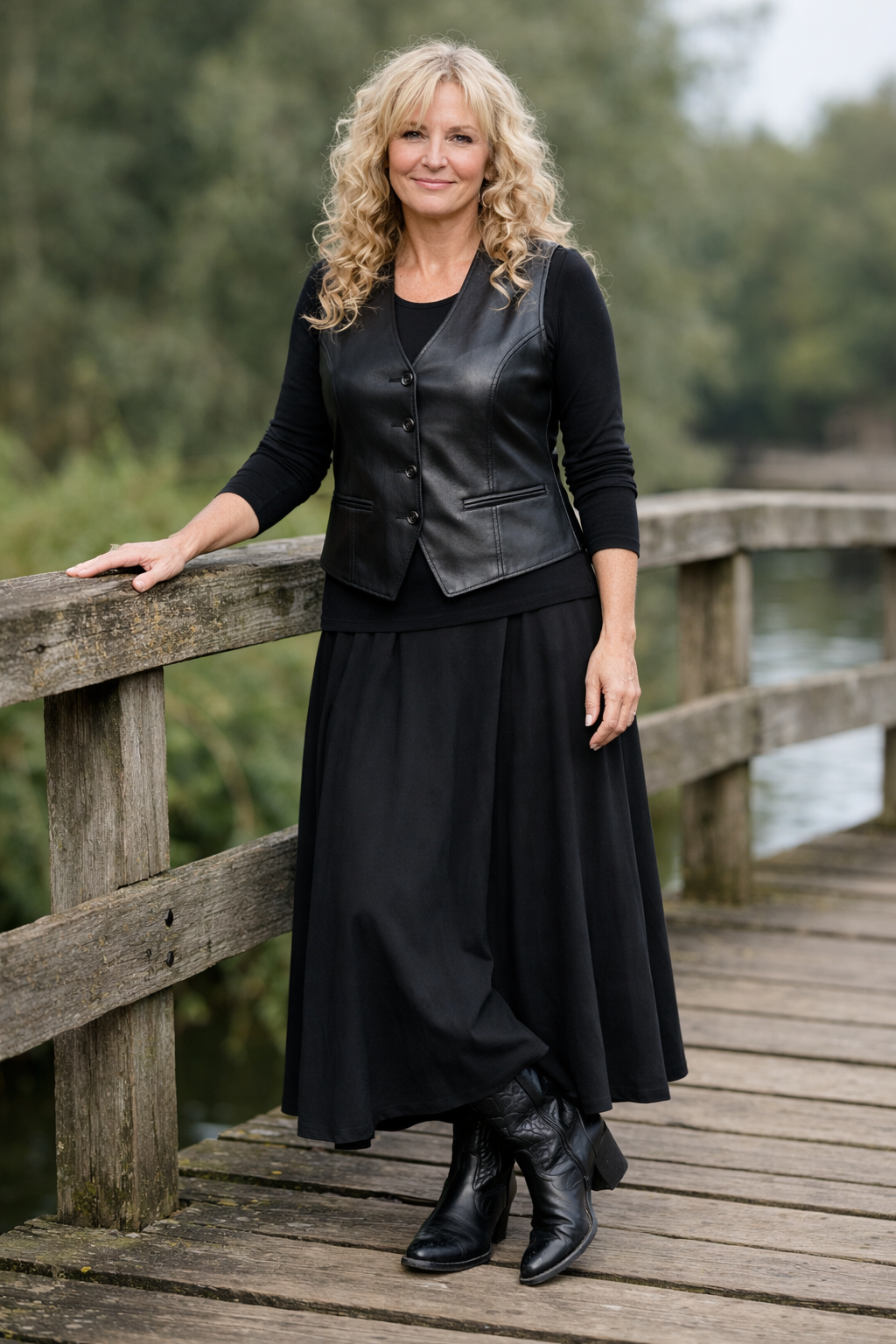 Zwarte leren gilet