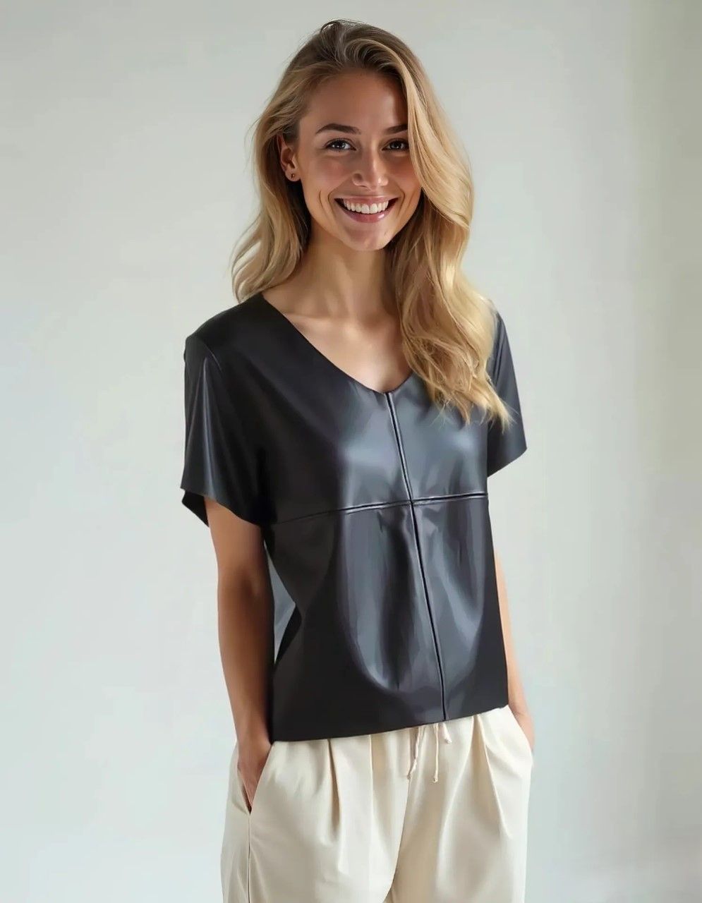 Zwarte leren shirt