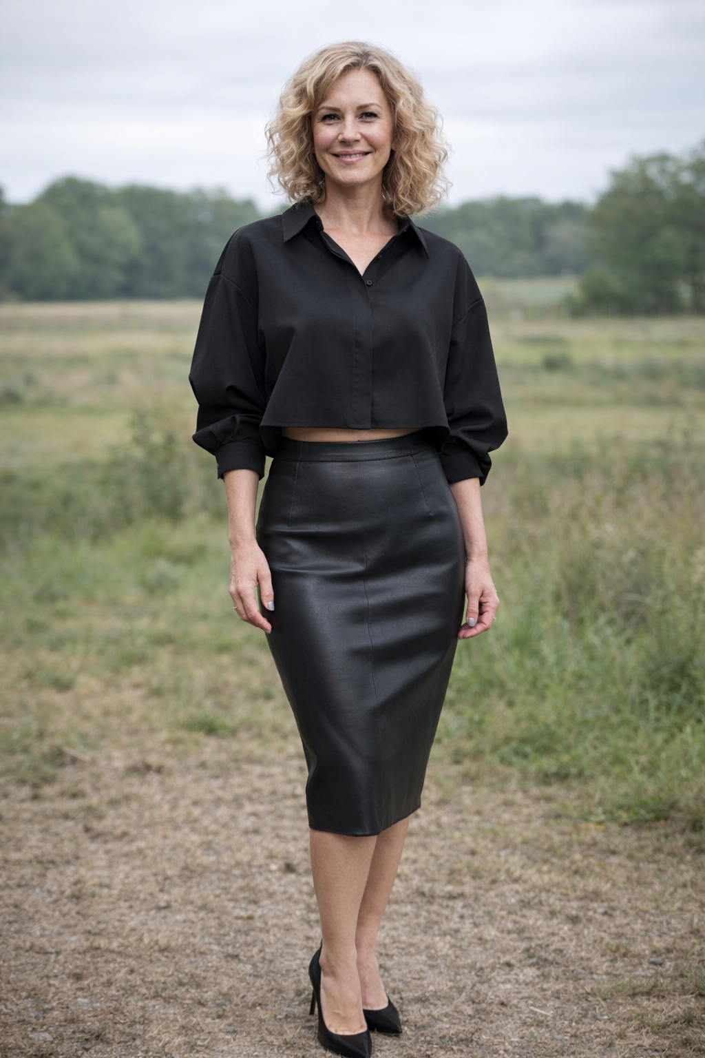 Leren stretch kokerrok