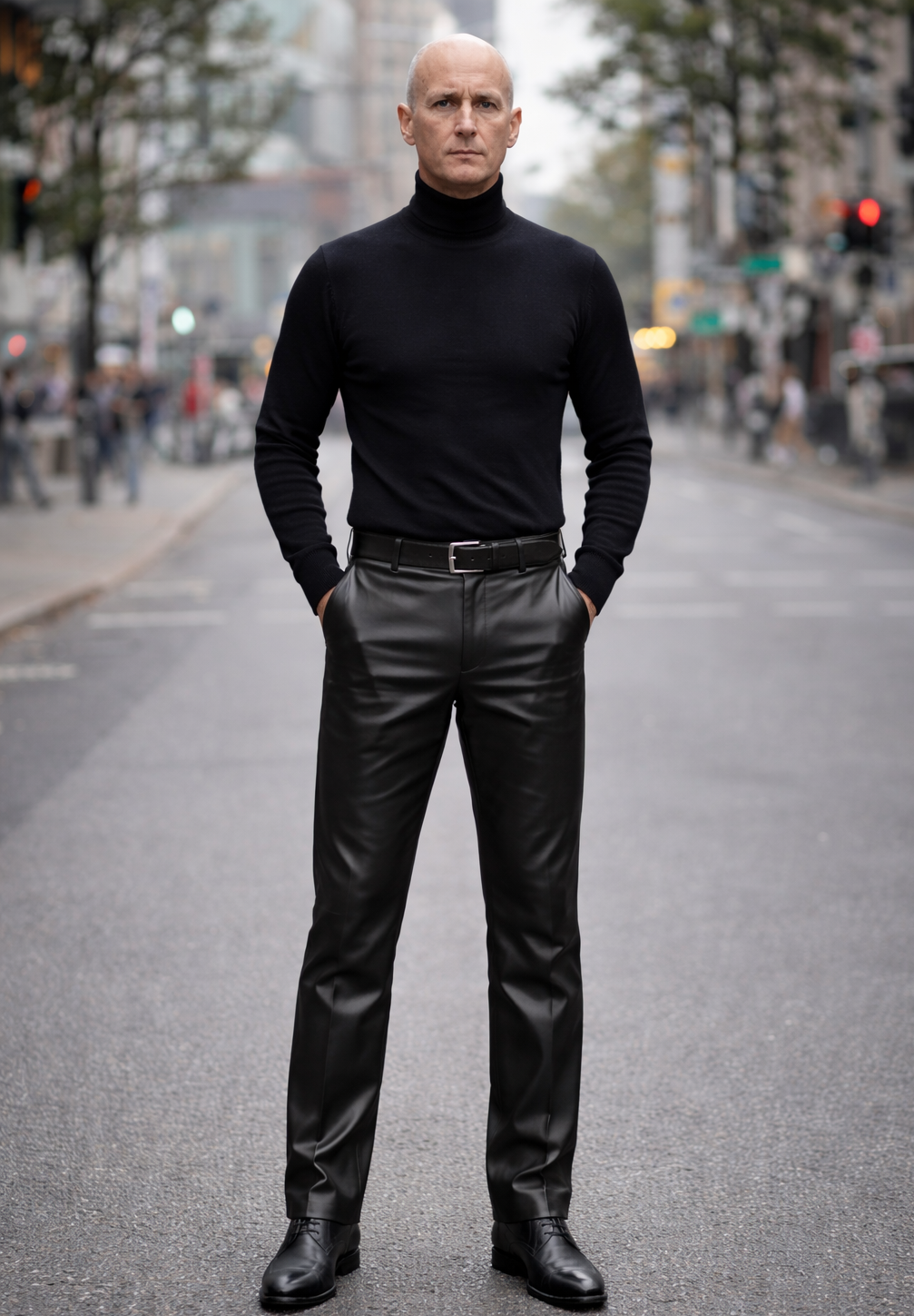 Zwarte leren heren pantalon Leren heren pantalon