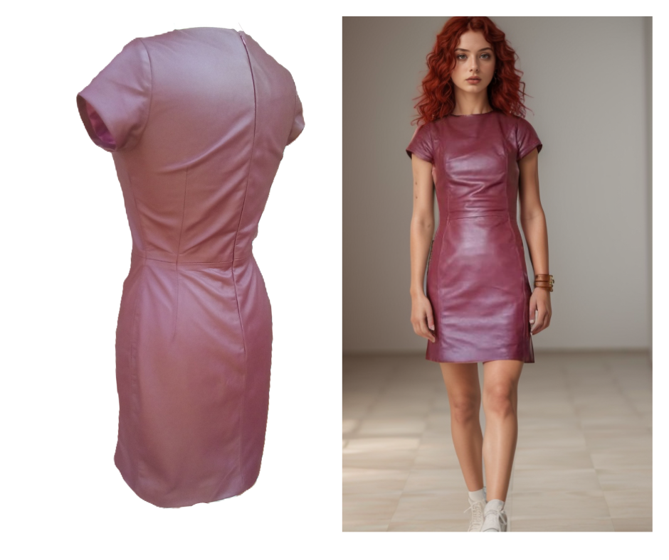 Bordeauxrood leren mini jurk