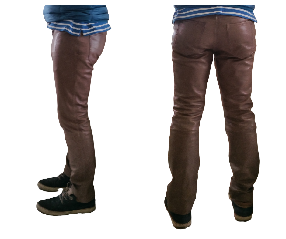 Taupe leren broek, jeans model
