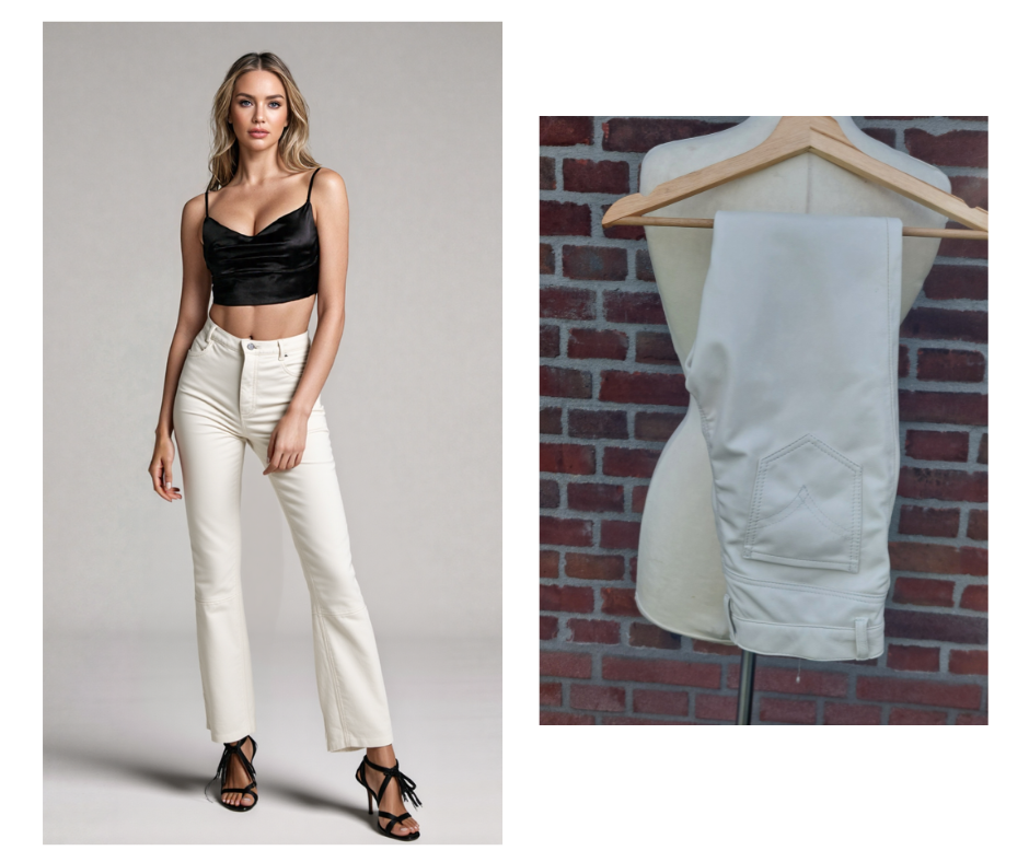 Beige leren broek | straight model