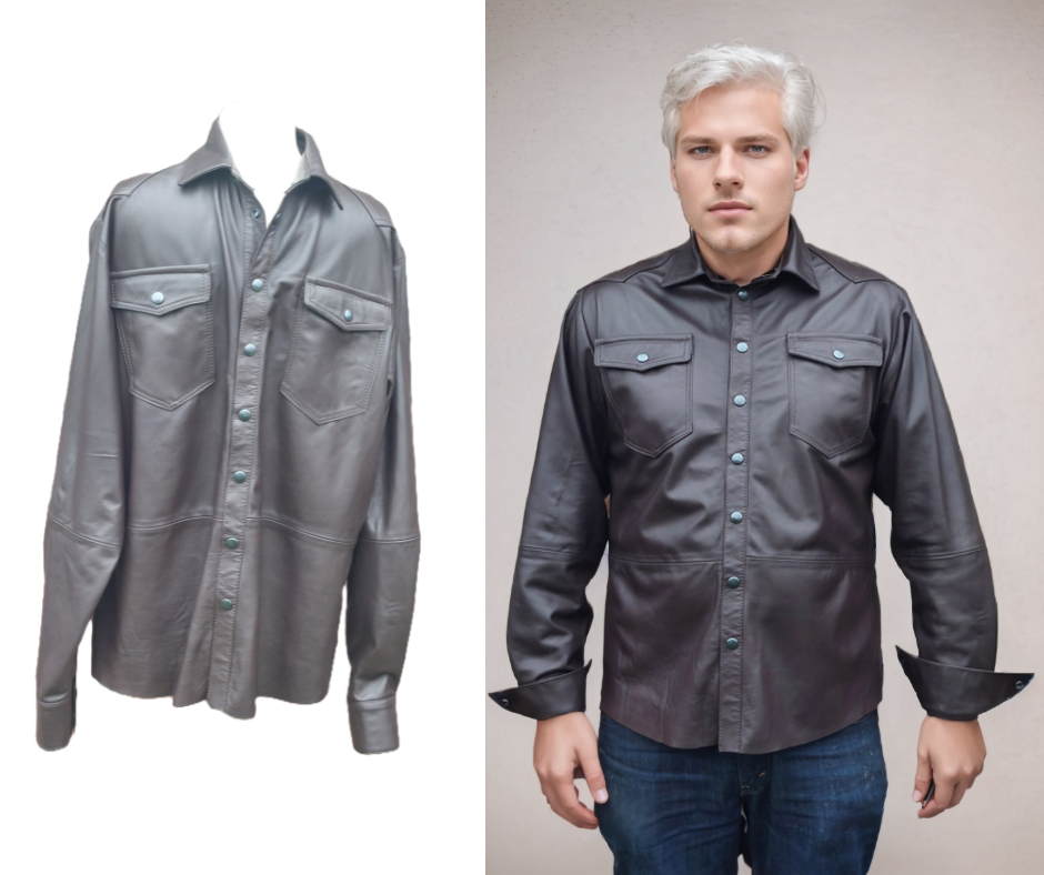 Bruine leren blouse