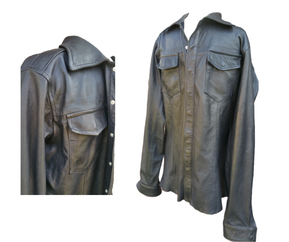 Zwarte leren blouse