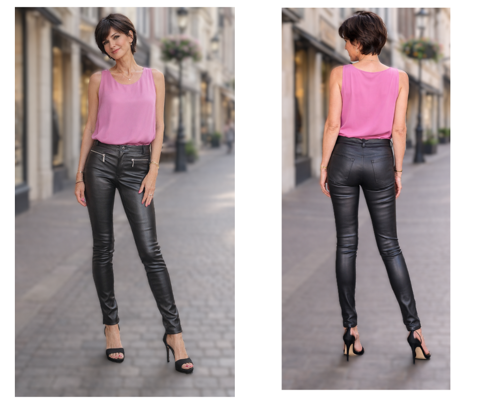 Leren dames blouse