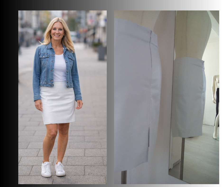 Witte leren rok minimaal koker model
