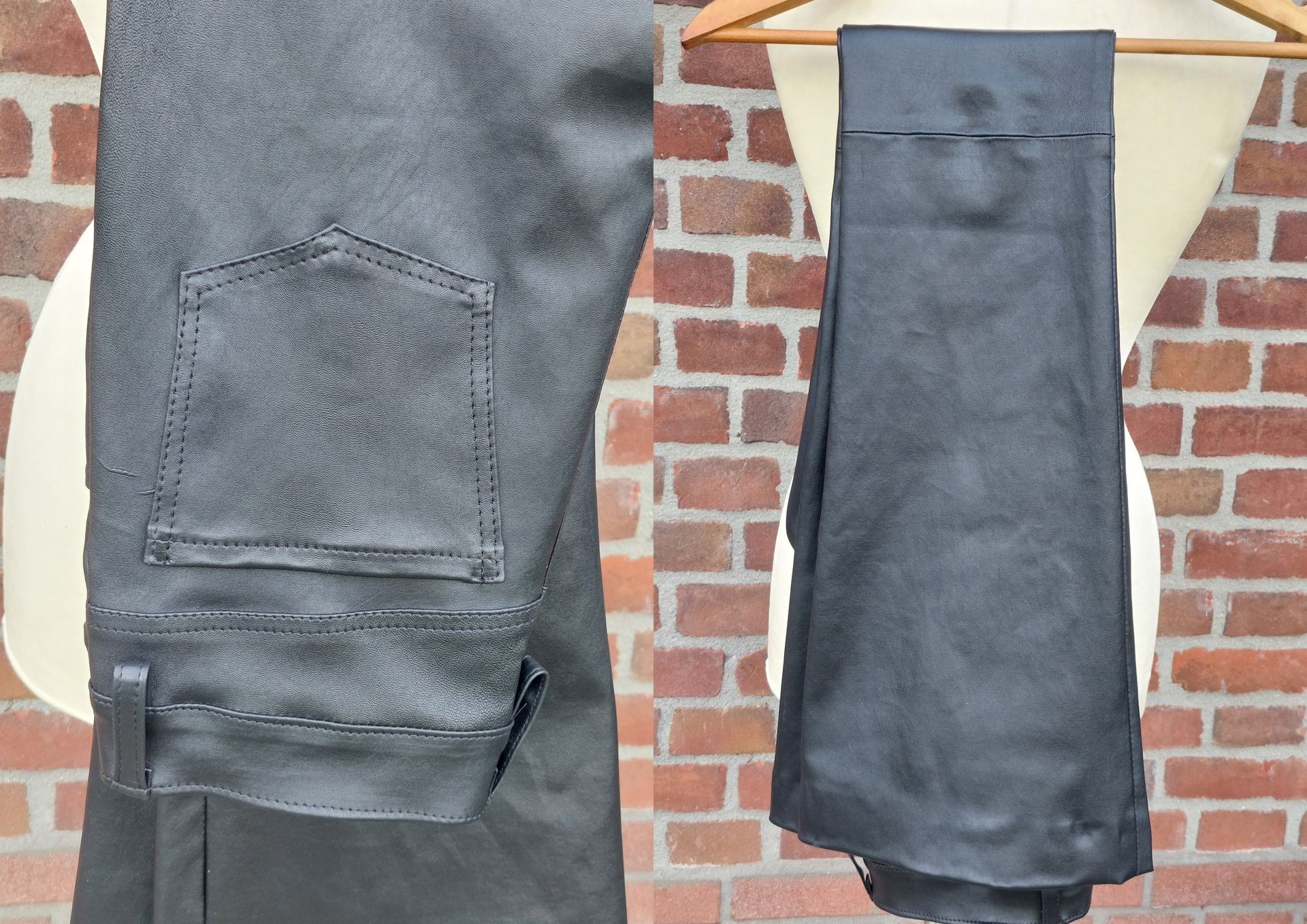 Leren stretchbroek-flared model