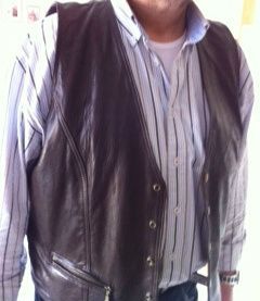 Bruine leren gilet