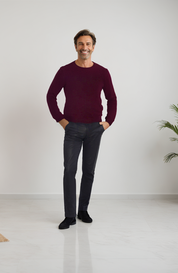 Grijze leren stretchpantalon