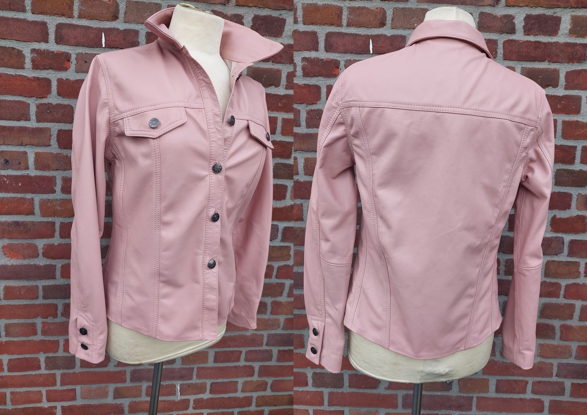 Rose leren dames blouse