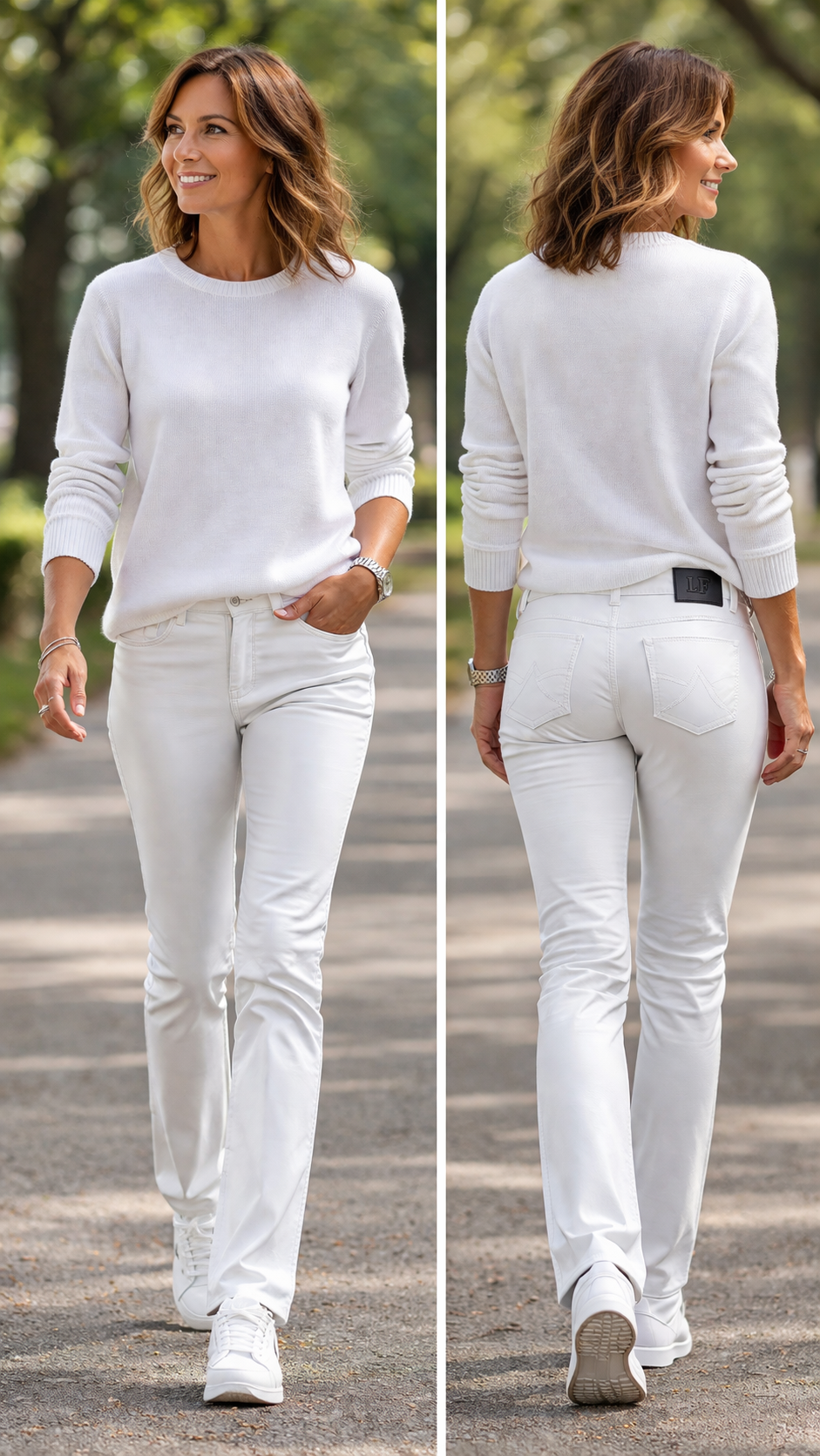 Witte kalfsleren broek - een jeans model