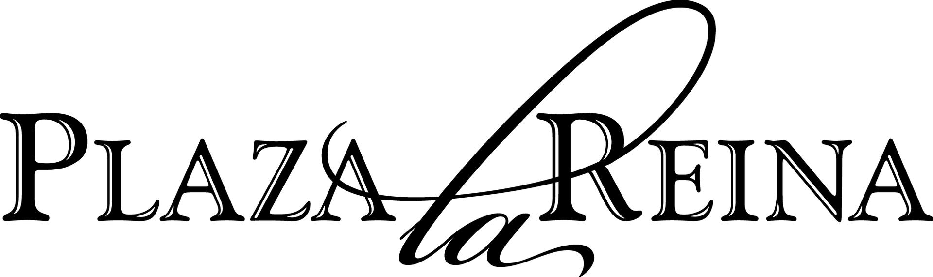 PlaZa La Reina logo in black text with a stylized cursive “la” across the center