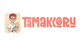Karikatur einer Person mit Baby und dem Schriftzug „TaMaKoRu“ in Rosa.