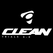 Het CLEAN Trials 2.0-logo in wit op een zwarte achtergrond.