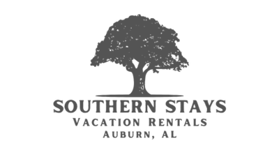 Southern Stays Vacation Rentals logo with tree silhouette and Auburn, AL text