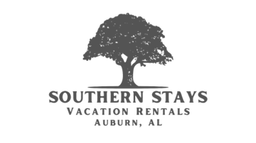 Southern Stays Vacation Rentals logo with a tree and text: Auburn, AL