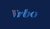 Stylized blue “Vrbo” logo on a dark blue background