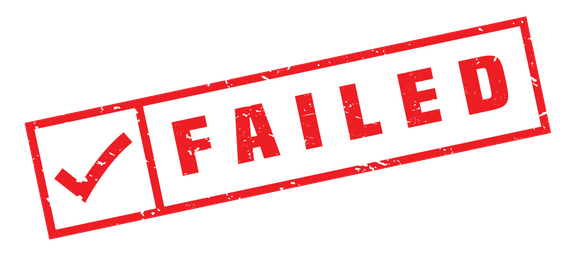 checkmark with the word failed next to it.