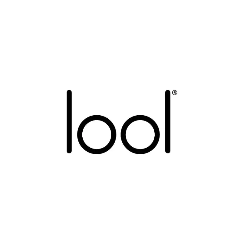 A black and white logo for lool on a white background.