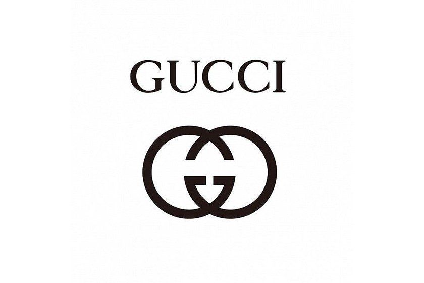 A black and white logo for gucci on a white background.
