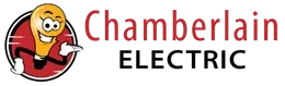 Chamberlain Electric logo with red lightbulb mascot and black-red company name text