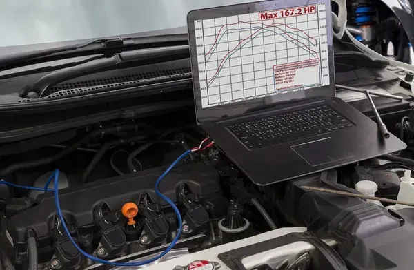 Laptop Displaying Car Engine Performance Data — Advanced Auto Electrics & Mechanical in Innisfail, QLD