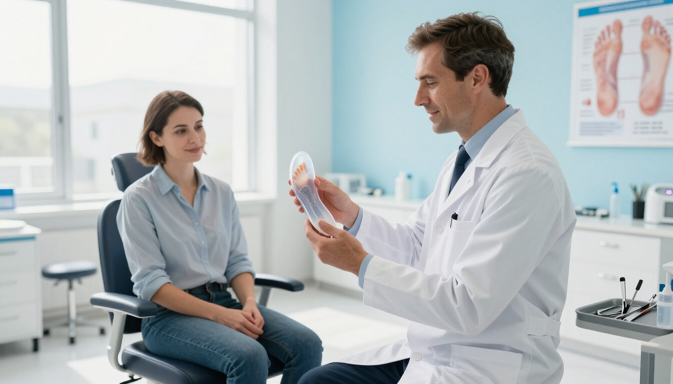 Podiatrist showing a custom orthotic mold