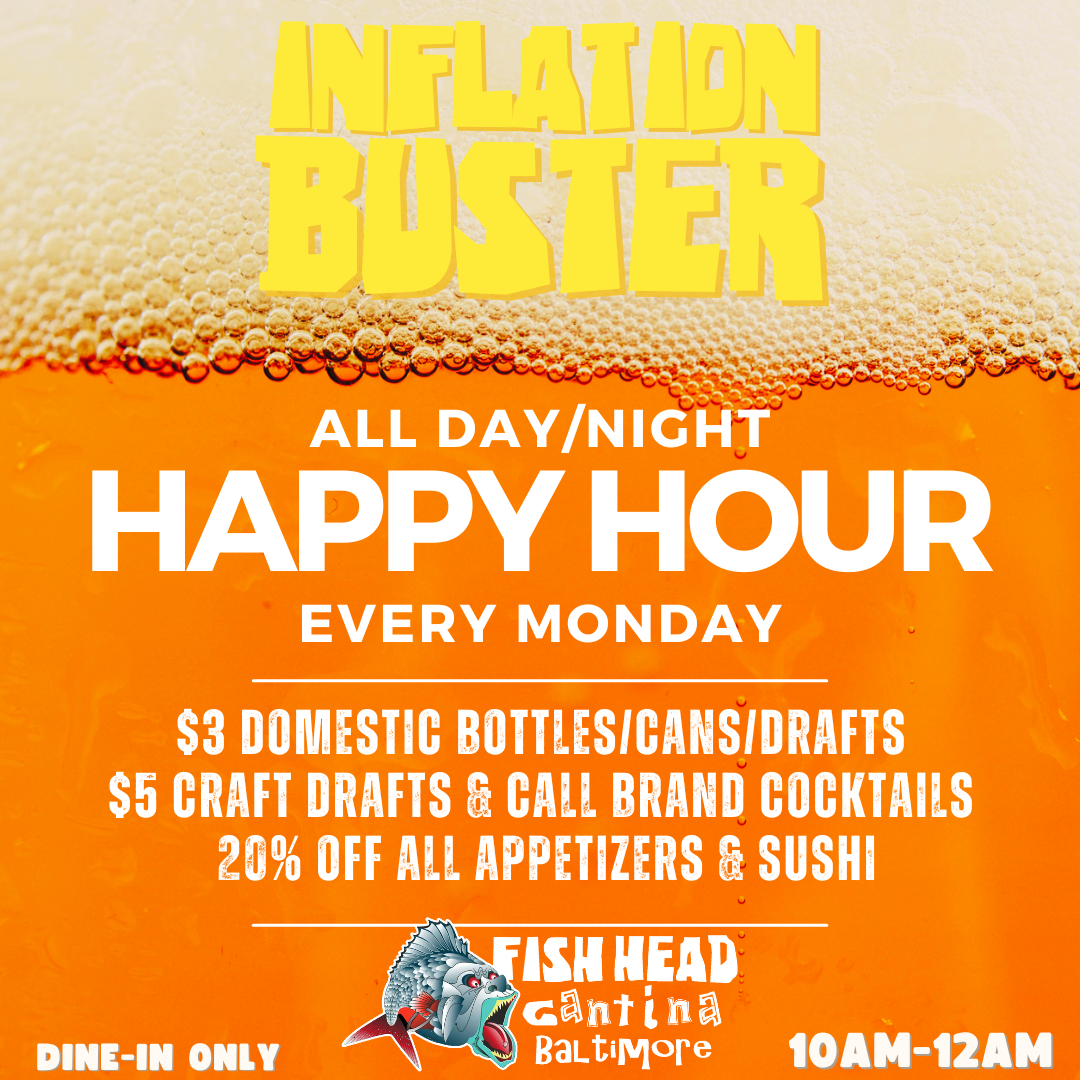 Fish Head Cantina Monday Happy Hour Flier