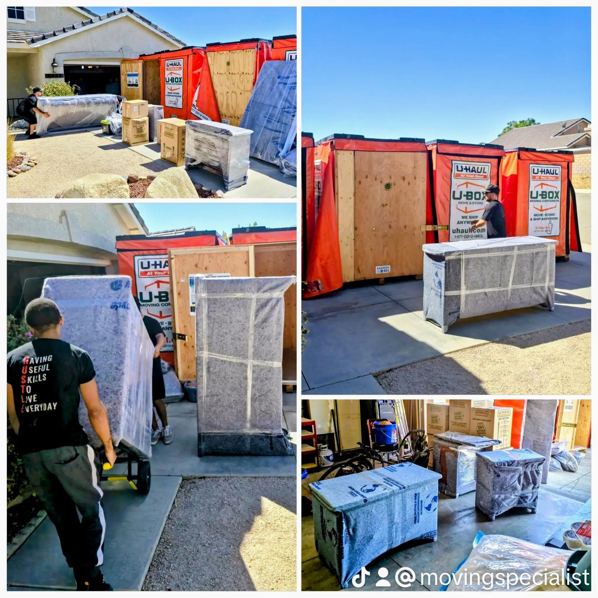 A collage of photos of a moving company