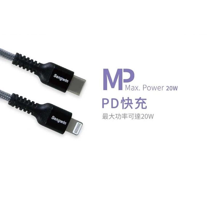 IP-CH-S  Lightning對Type-C PD快充漁絲傳輸線 1.2米 PD快沖 鋁合金接頭 漁絲線耐彎折