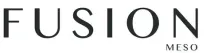 Un logo in bianco e nero per Fusion Meso su uno sfondo bianco.