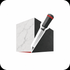 Blocco di marmo con coltello e accento rosso, icona in stile logo