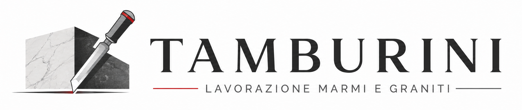 Tamburini logo with a chisel icon and the tagline “Lavorazione marmi e graniti”