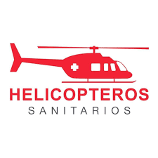 Red helicopter with cross symbol, text: