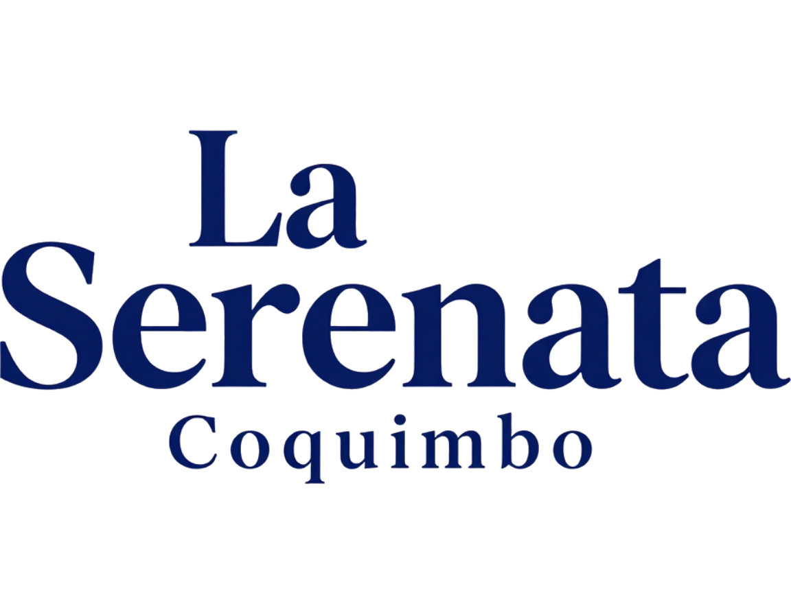 Logotipo azul de “La Serena” con “Coquimbo” debajo sobre un fondo blanco.