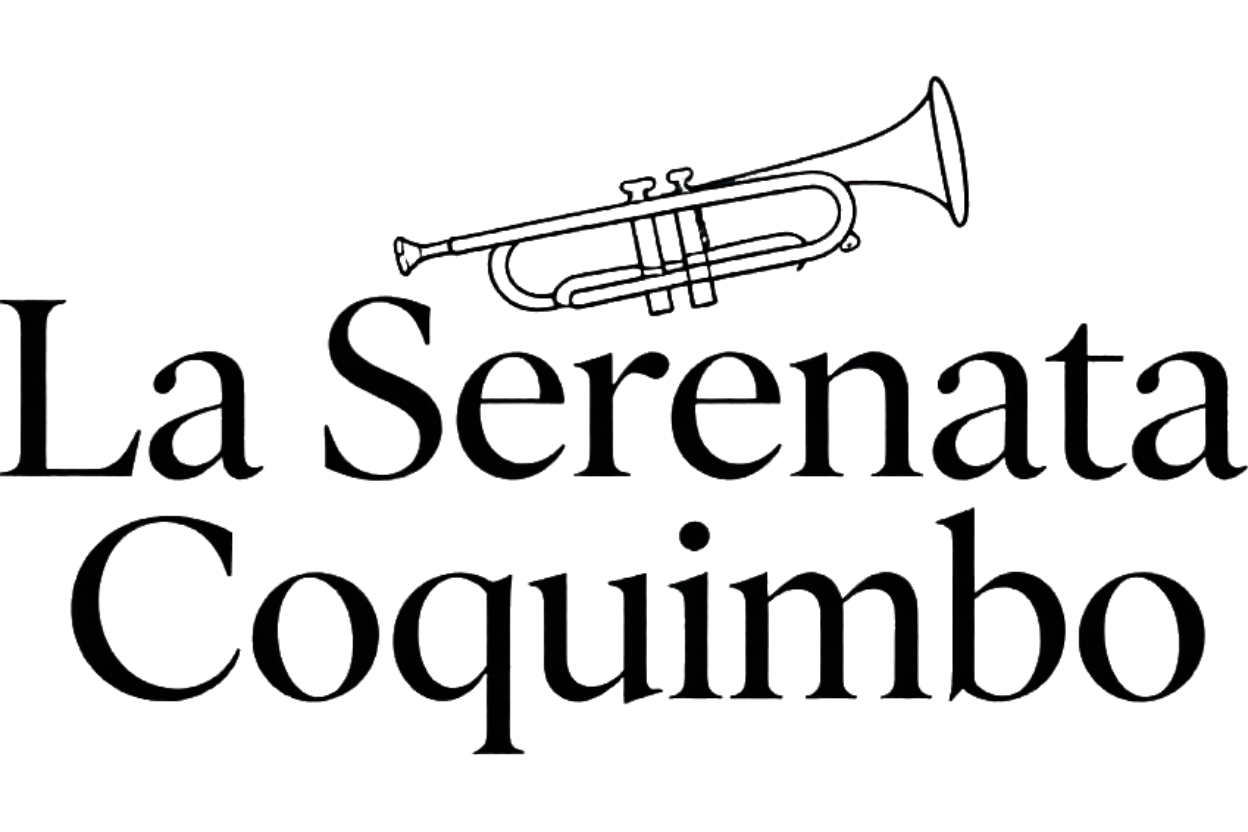 Logotipo con la inscripción “La Serenata Coquimbo” y un icono de trompeta sobre el texto.
