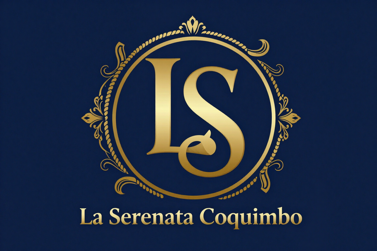 Logotipo con monograma LS dorado sobre fondo azul oscuro con el texto “La Serenata Coquimbo”